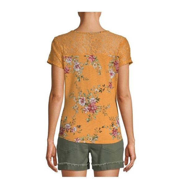 Nobo gold jade top large 11/13 lace floral jade gold scoop neck shirt new - Picture 2 of 11